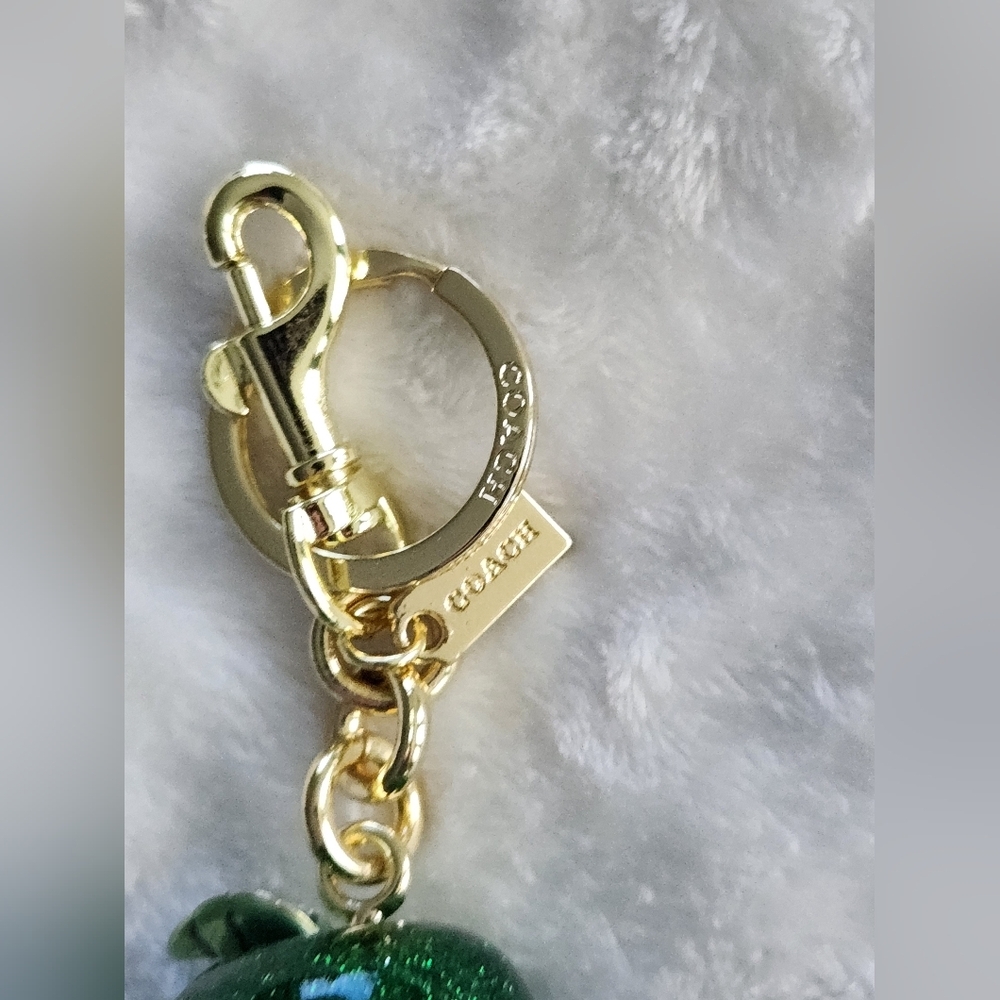 Glittery Green Apple Keychain C Logo Inspired Bag Charm - Picture 2 of 9